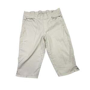 Gloria Vanderbilt Avery Skimmer All-Around Slimming Effect White Capris Size 14